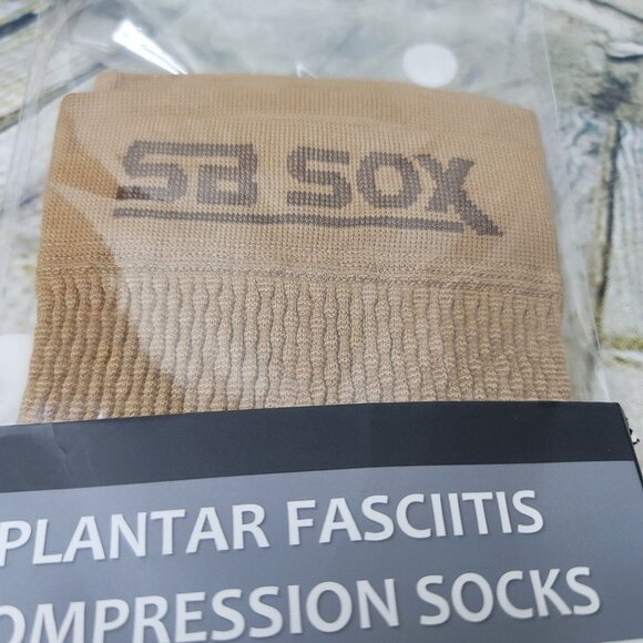 SB SOX Plantar Fasciitis Compression Socks Arch Support Low Cut LARGE Beige - Picture 2 of 3
